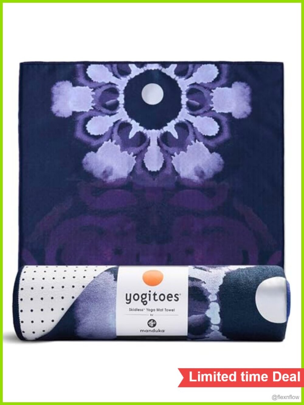 Manduka Yogitoes Hot Yoga Mat Towel Skidless Recycled Polyester 79x24